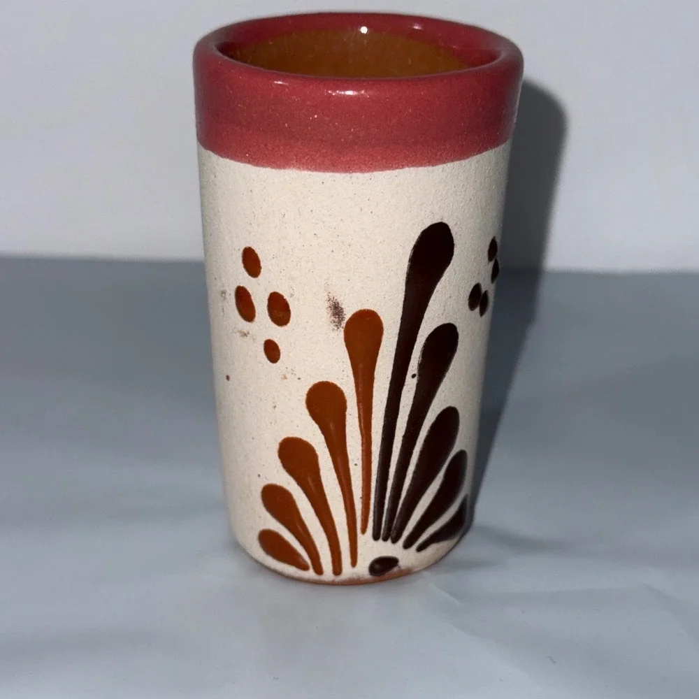Ceramic Shot Glass Souvenir Hand Painted Pottery Jalpan de Serra Qro.